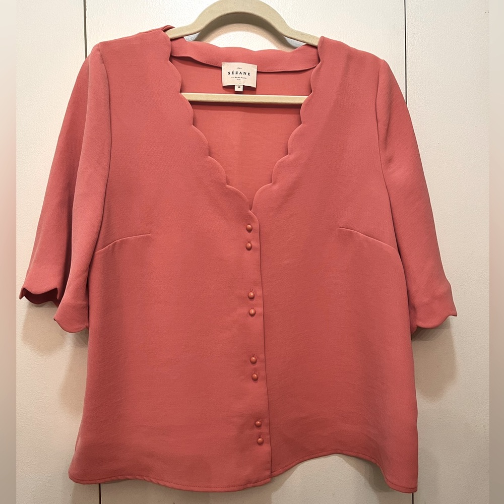 Sézane Scallop Edge Antika Blouse